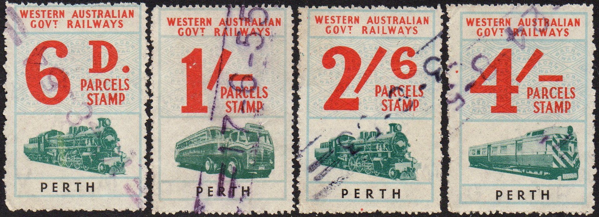 Railway parcel stamp Western Australia wide bottom margin